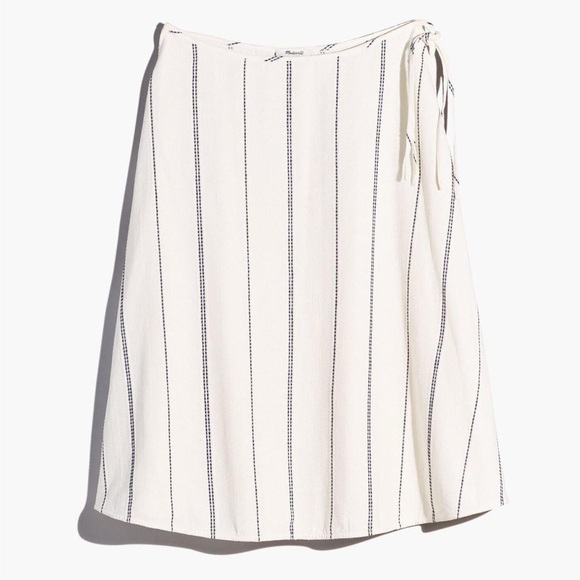 White striped wrap midi coverup Skirt - Picture 3 of 7